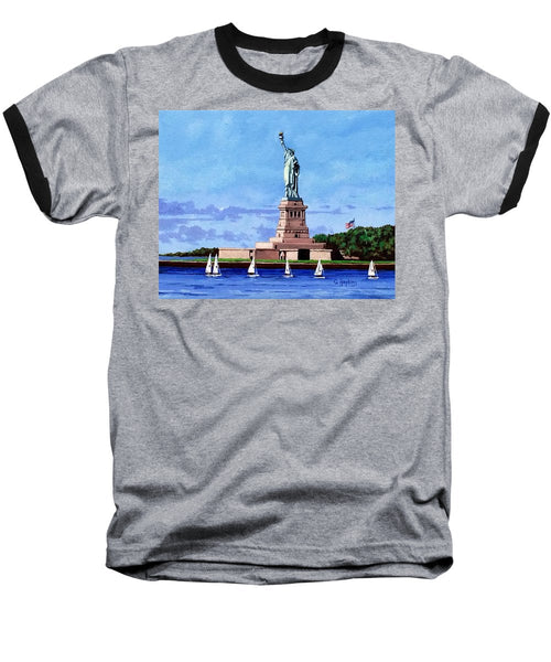 Statue of Liberty on Liberty Island in New York Harbor in New York City - Baseball T-Shirt