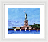 Statue of Liberty on Liberty Island in New York Harbor in New York City - Framed Print