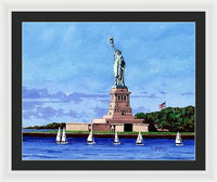 Statue of Liberty on Liberty Island in New York Harbor in New York City - Framed Print