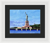 Statue of Liberty on Liberty Island in New York Harbor in New York City - Framed Print