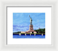 Statue of Liberty on Liberty Island in New York Harbor in New York City - Framed Print