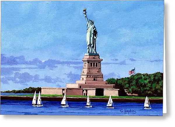 Statue of Liberty on Liberty Island in New York Harbor in New York City - Greeting Card