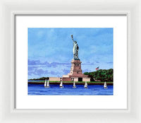 Statue of Liberty on Liberty Island in New York Harbor in New York City - Framed Print