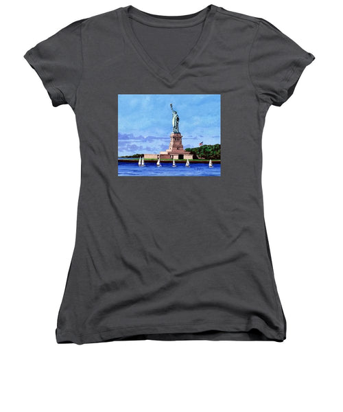 Statue of Liberty on Liberty Island in New York Harbor in New York City - Women's V-Neck