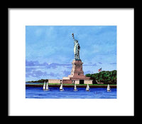 Statue of Liberty on Liberty Island in New York Harbor in New York City - Framed Print