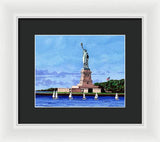Statue of Liberty on Liberty Island in New York Harbor in New York City - Framed Print