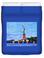 Statue of Liberty on Liberty Island in New York Harbor in New York City - Duvet Cover