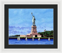 Statue of Liberty on Liberty Island in New York Harbor in New York City - Framed Print