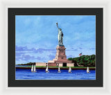 Statue of Liberty on Liberty Island in New York Harbor in New York City - Framed Print