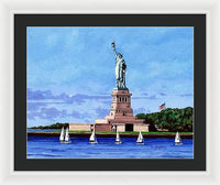 Statue of Liberty on Liberty Island in New York Harbor in New York City - Framed Print