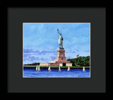 Statue of Liberty on Liberty Island in New York Harbor in New York City - Framed Print