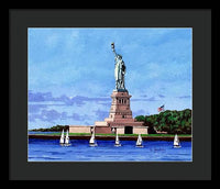 Statue of Liberty on Liberty Island in New York Harbor in New York City - Framed Print