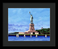 Statue of Liberty on Liberty Island in New York Harbor in New York City - Framed Print