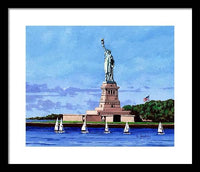 Statue of Liberty on Liberty Island in New York Harbor in New York City - Framed Print