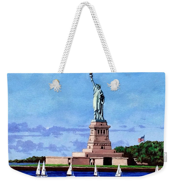 Statue of Liberty on Liberty Island in New York Harbor in New York City - Weekender Tote Bag