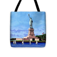 Statue of Liberty on Liberty Island in New York Harbor in New York City - Tote Bag