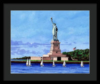 Statue of Liberty on Liberty Island in New York Harbor in New York City - Framed Print