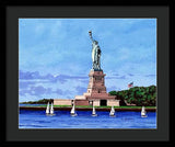 Statue of Liberty on Liberty Island in New York Harbor in New York City - Framed Print