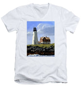 Wood Island Lighthouse Maine - Men's V-Neck T-Shirt