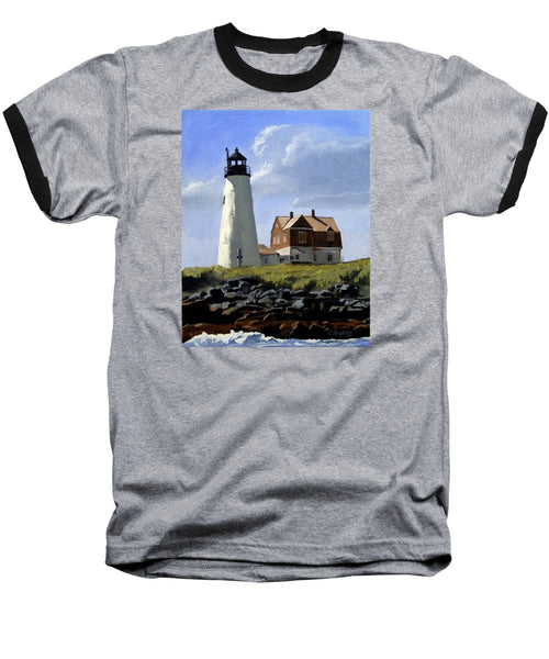 Wood Island Lighthouse Maine - Baseball T-Shirt