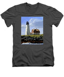 Wood Island Lighthouse Maine - Men's V-Neck T-Shirt